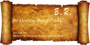 Britvics Renátó névjegykártya